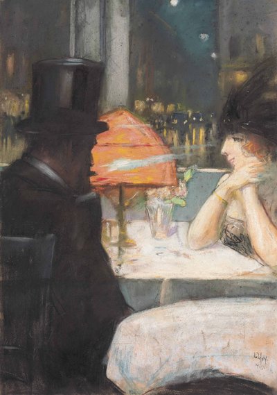 Dame und Herr im Restaurant von Lesser Ury